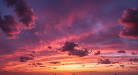 Obraz premium Photo of Dramatic Sunset Sky with Orange Pink and Purple Clouds