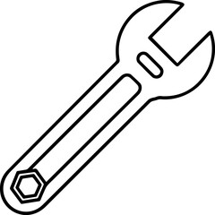 wrench outline vector illustration, coloring book page line art	