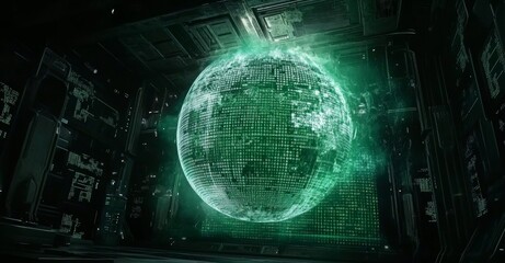 Obraz premium Picture of interconnected network and earth with data processing set against a black backdrop