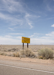 No water sign in desert by road in New Mexico