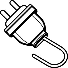 electric plug line art, black outline, vector and illustration, coloring book pag