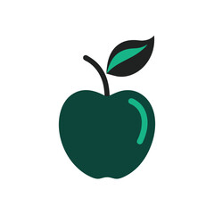 Simple illustration of a green apple with leaf on white background for healthy eating