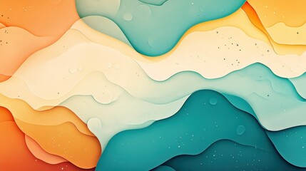 Abstract Pastel Wave Pattern Background Teal, Orange, and Cream Hues