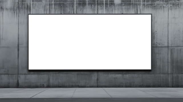 Blank transparent billboard on gray wall background