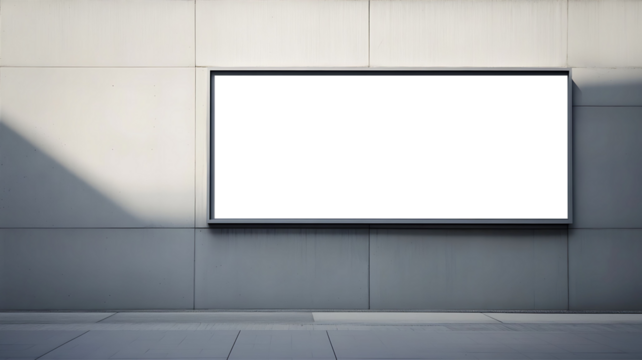 Blank transparent billboard on gray wall background - Powered by Adobe