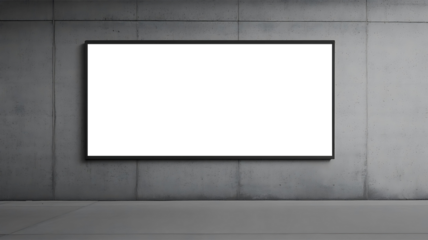 Blank transparent billboard on gray wall background