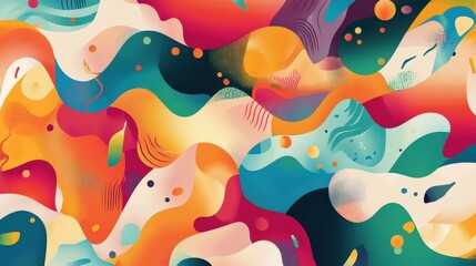 Abstract Colorful Fluid Shapes and Textured Details