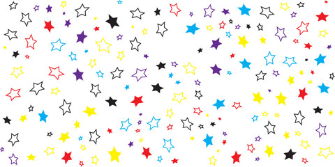 Seamless full color Stars Pattern on White Background. Good for fabric, textile, pajama, linen, wallpaper, background. vector