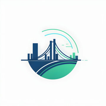 Abstract Cityscape Bridge Illustration