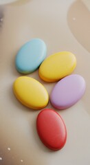Obraz premium Photo of Colorful Oval Pills Arrangement on a Textured Surface Background