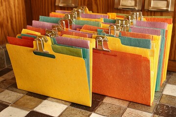 Colorful Files on Countertop