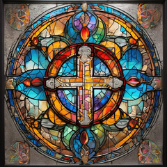 Stained Glass Meets Graffiti: Mixed Media Art for Cultural and Religious Themes