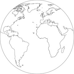 sketch illustration vector design globe earth image with continents and islands