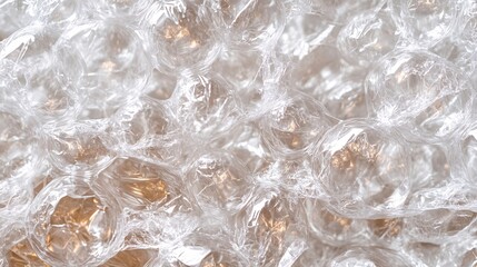 Bubble wrap texture close-up, packaging station background