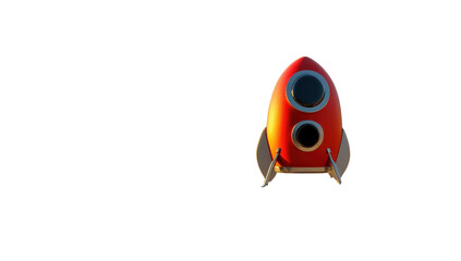 Red cartoon rocket ship against black background