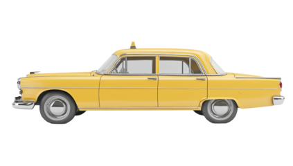 Classic yellow taxi, side view
