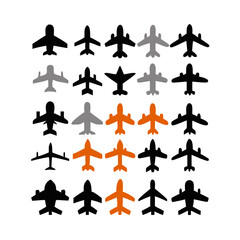 Fototapeta premium Illustration Vector graphic of plane icon. Fit for traffic, public, passenger etc. airplane icon.Illustration Vector graphic of Plane Formation icon template.gmail send icon airplane.icon a5 airplane.