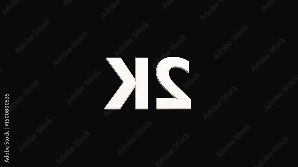 Poster celebration neon number 2k with black color background loop animation. 3d animation seamless and 3d 