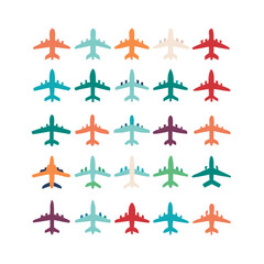 Obraz premium Illustration Vector graphic of plane icon. Fit for traffic, public, passenger etc. airplane icon.Illustration Vector graphic of Plane Formation icon template.gmail send icon airplane.icon a5 airplane.
