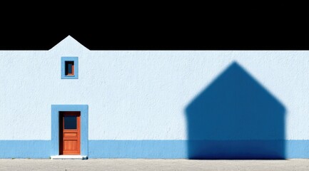 Light blue wall, house shadow