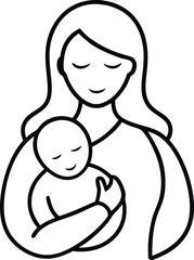 Mom and son line art logo design