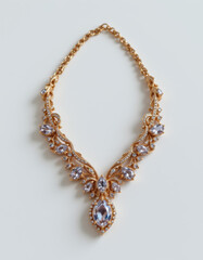 Fototapeta premium Elegant gold necklace adorned with sparkling gemstones, perfect for special occasions