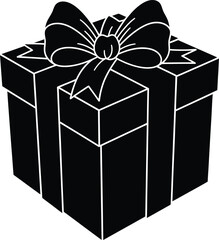 black and white, high contrast, gift box, ribbon, bow, minimalist, monochrome, geometric, abstract, vector art
