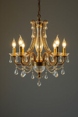 Elegant chandelier with crystal accents and warm lighting, perfect for any decor