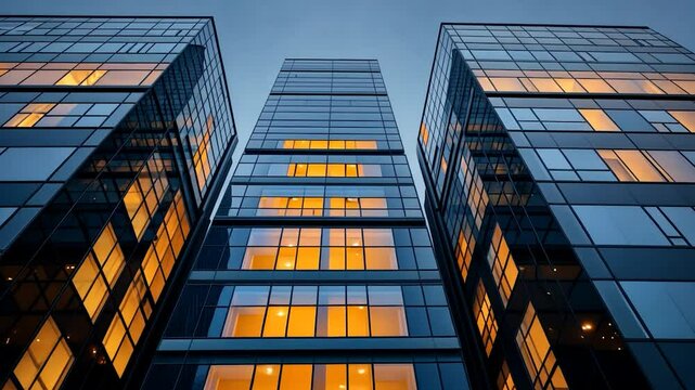 Illuminated Skyscrapers at Dusk: A Stunning Architectural Marvel