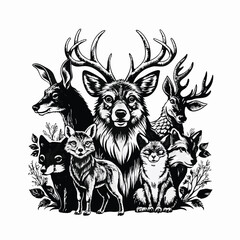 An African safari animal silhouette landscape scene