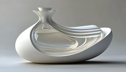 Modern, abstract perfume bottle design.