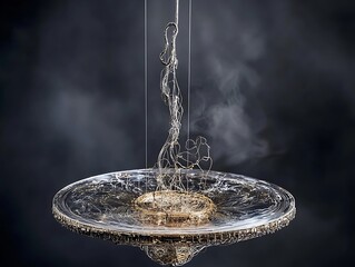 A minimal yet technical depiction of a suspended superconducting qubit.