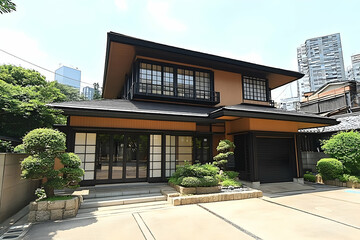 Fototapeta premium Japanese Style House Illustration