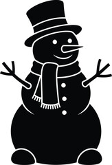 snowman, hat, scarf, winter, black and white, simple, minimal, line art, graphic design
