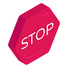    Isometric vector design of stop board 