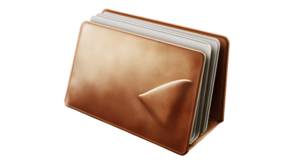 Brown leather wallet, file-like design