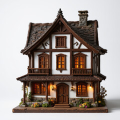 Fototapeta premium Charming traditional model house with intricate details and warm lighting