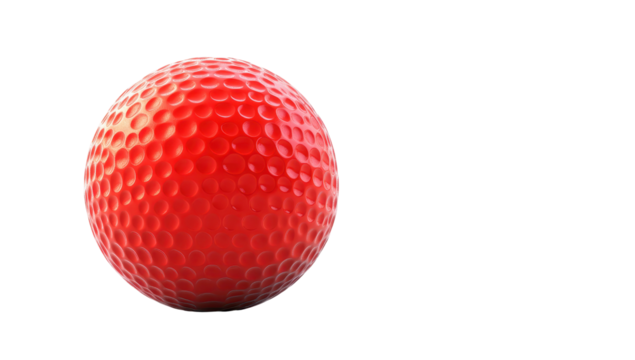 Red golf ball against black background