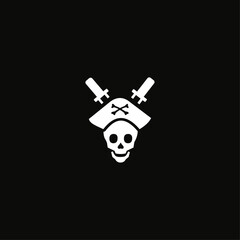 Pirate skull icon logo flat vector design