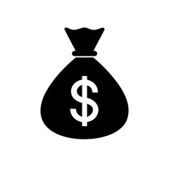 Flat design money bag vector golden color