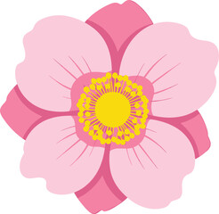 pink flower, floral illustration, botanical, soft pastel colors, detailed petals, digital art