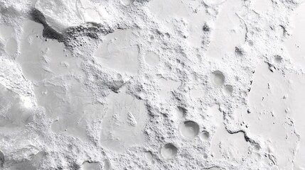 Stark aerial view of a white lunar landscape featuring numerous impact craters, a concept for space exploration and cosmic discovery
