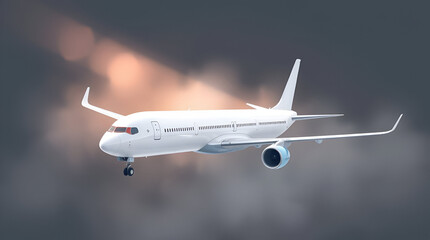 Obraz premium Vector Illustration of White Luxury Airplane on Isolated Dark Background, Generative AI