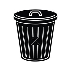 Recycle bin silhouette black vector illustration. Trash can icon symbol design isolated waste container eco-friendly graphic