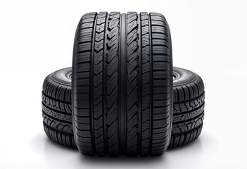 A single black tire isolated on a transparent background showing its tread pattern and sidewall detail a perfect image for automotive or tire related content
