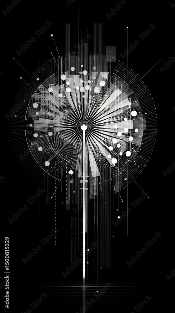 Poster abstract technical design with circles and lines