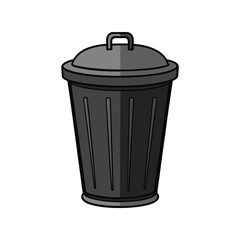 Dustbin silhouette black vector illustration. Trash can shape design element, waste container icon, recycling symbol