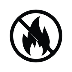 No flame symbol vector illustration. Flammable warning sign icon for safety label, fire hazard, packaging, container
