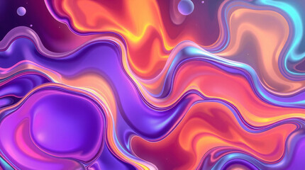 Fototapeta premium Psychedelic Cosmic Fluid Abstract in Purple, Orange, and Blue – Surreal Flowing Design with Dreamlike Energy and Vivid Glow