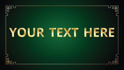 Elegant Gold Frame Background with Text Placeholder on Green Gradient